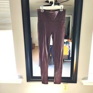 Spanx Faux Leather Maroon Leggings